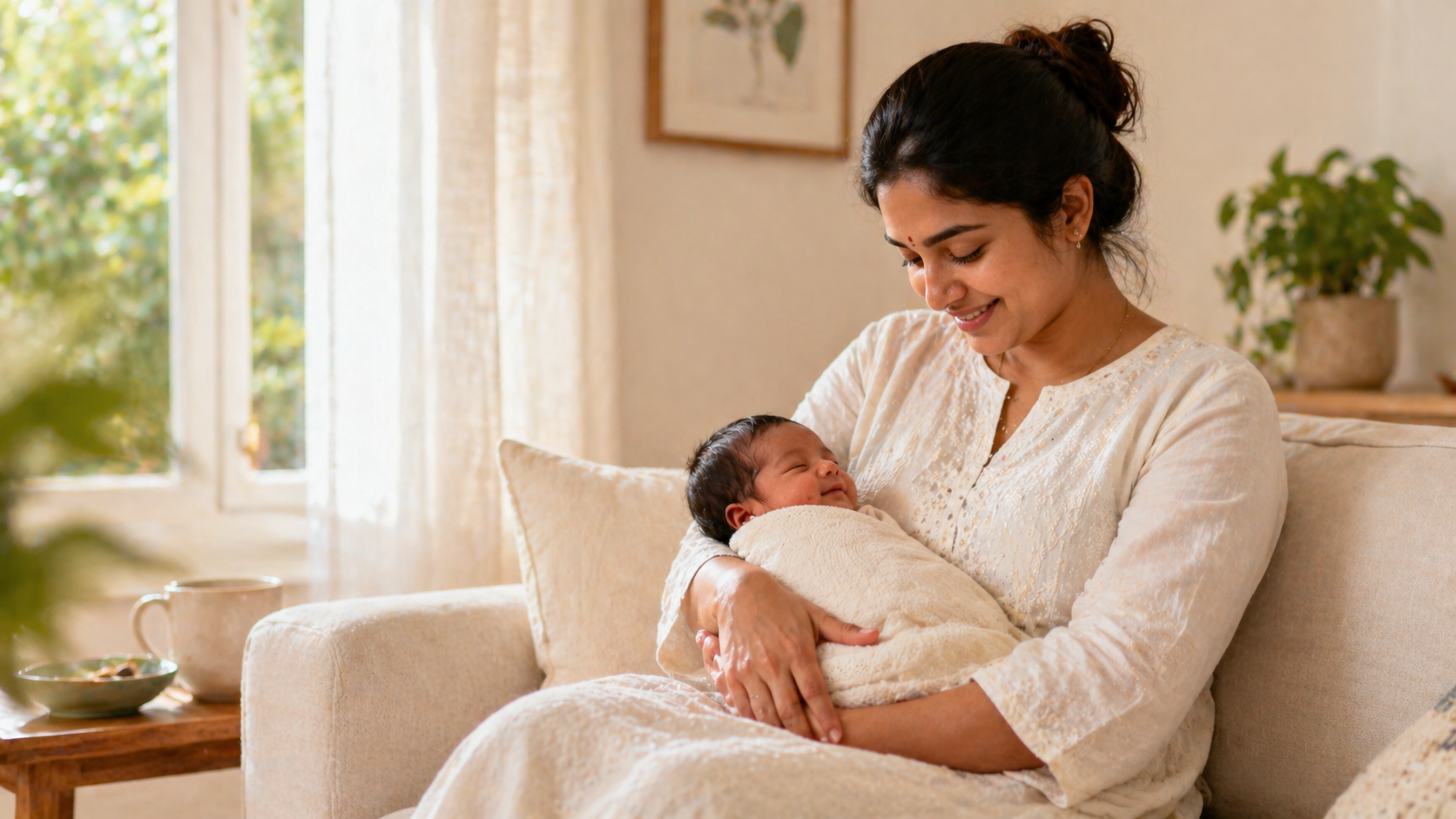 Happy mother and baby after a care session